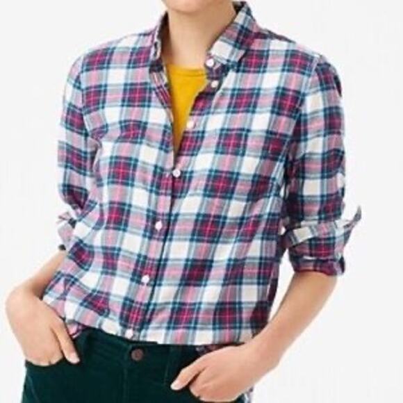 J. Crew Women's Classic Fit Plaid Flannel Button-Up Shirt - Size S - Picture 1 of 7